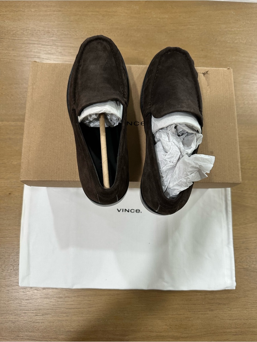 Vince Dark Brown Suede Slip-On Loafers
